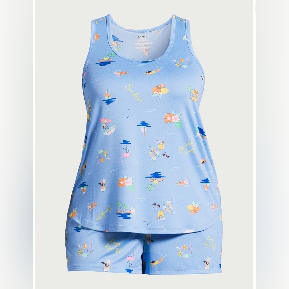 Joyspun Women's Print Tank Top and Shorts Pajama Set, 2-Piece